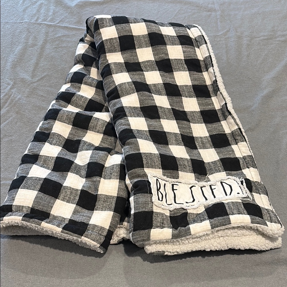 Rae Dunn Plaid Sherpa Throw Blanket